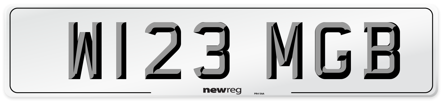 W123 MGB Number Plate from New Reg